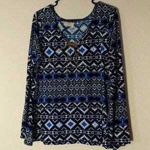 Bobbie Brooks Aztec Patterned Blouse. Size Large